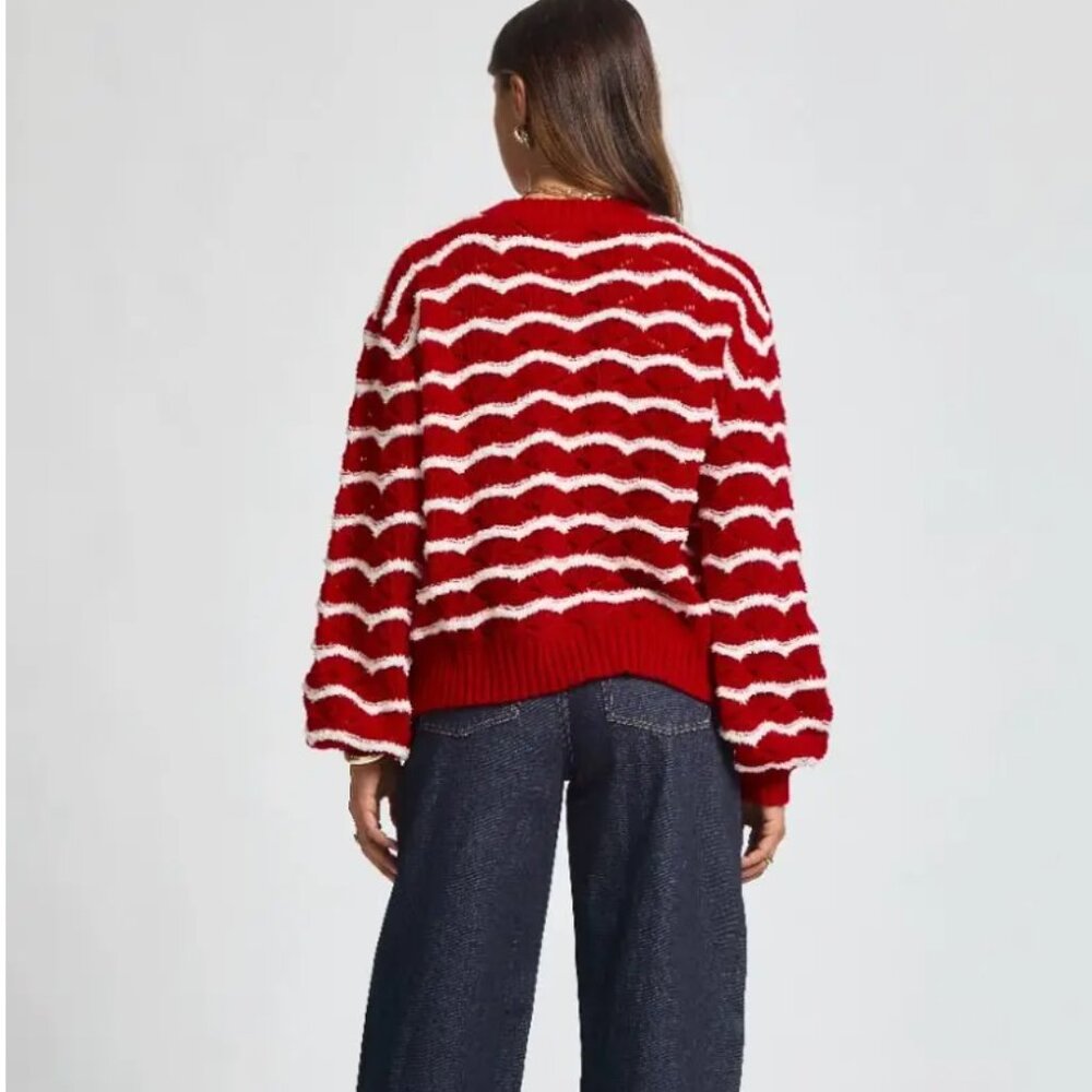 NEW! DEAR SCARLETT Holiday Christmas SWEATER TOP in RED SIZE 1XL - Picture 2 of 2